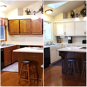 Cabinet Refacing St Louis MO - Before and After antique white and cherry_10